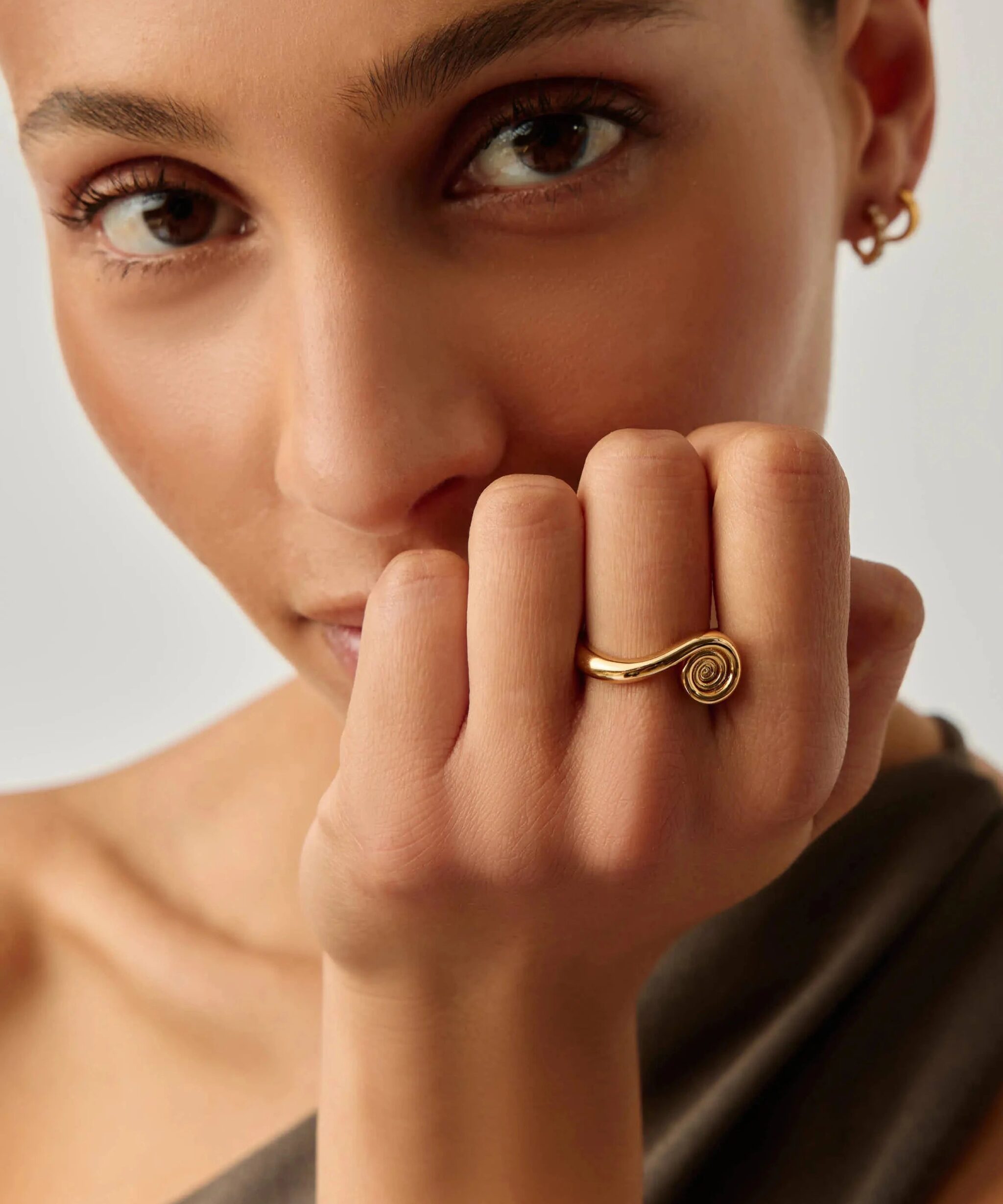 Alternative view of Spiral Stacking Ring | 18ct Gold Plated