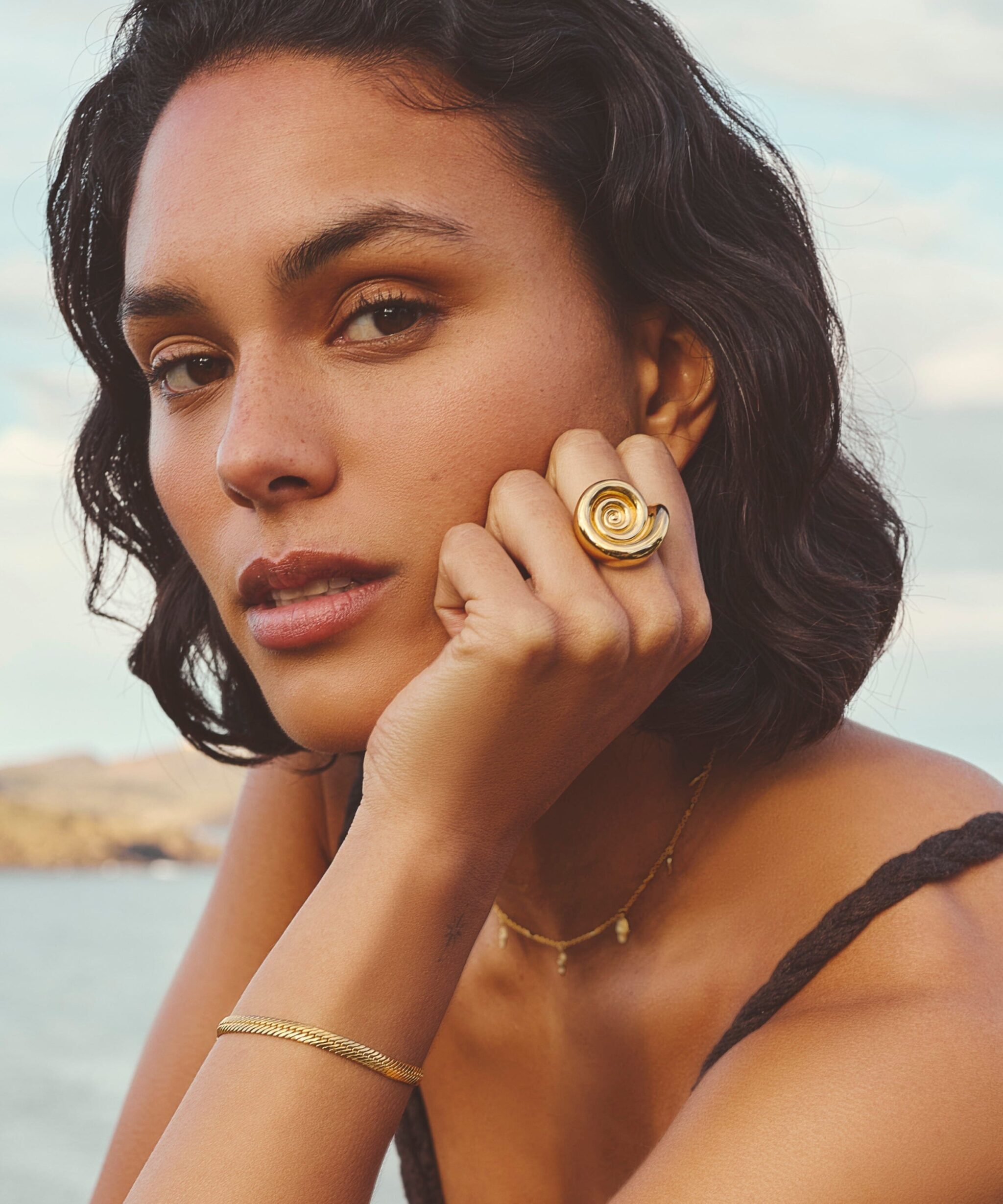 Alternative view of Spiral Statement Ring | 18ct Gold Plated