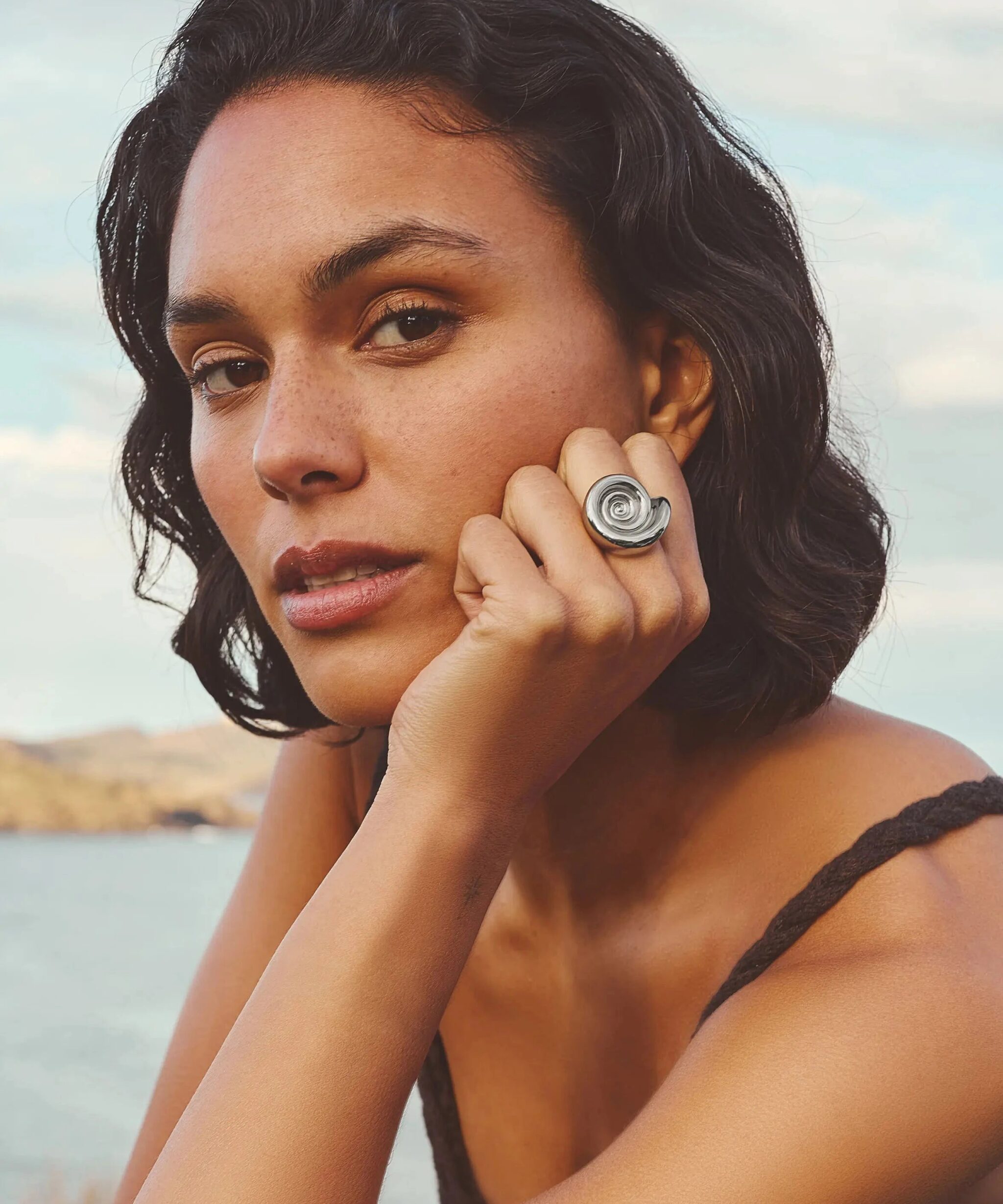 Alternative view of Spiral Statement Ring | Silver Plated