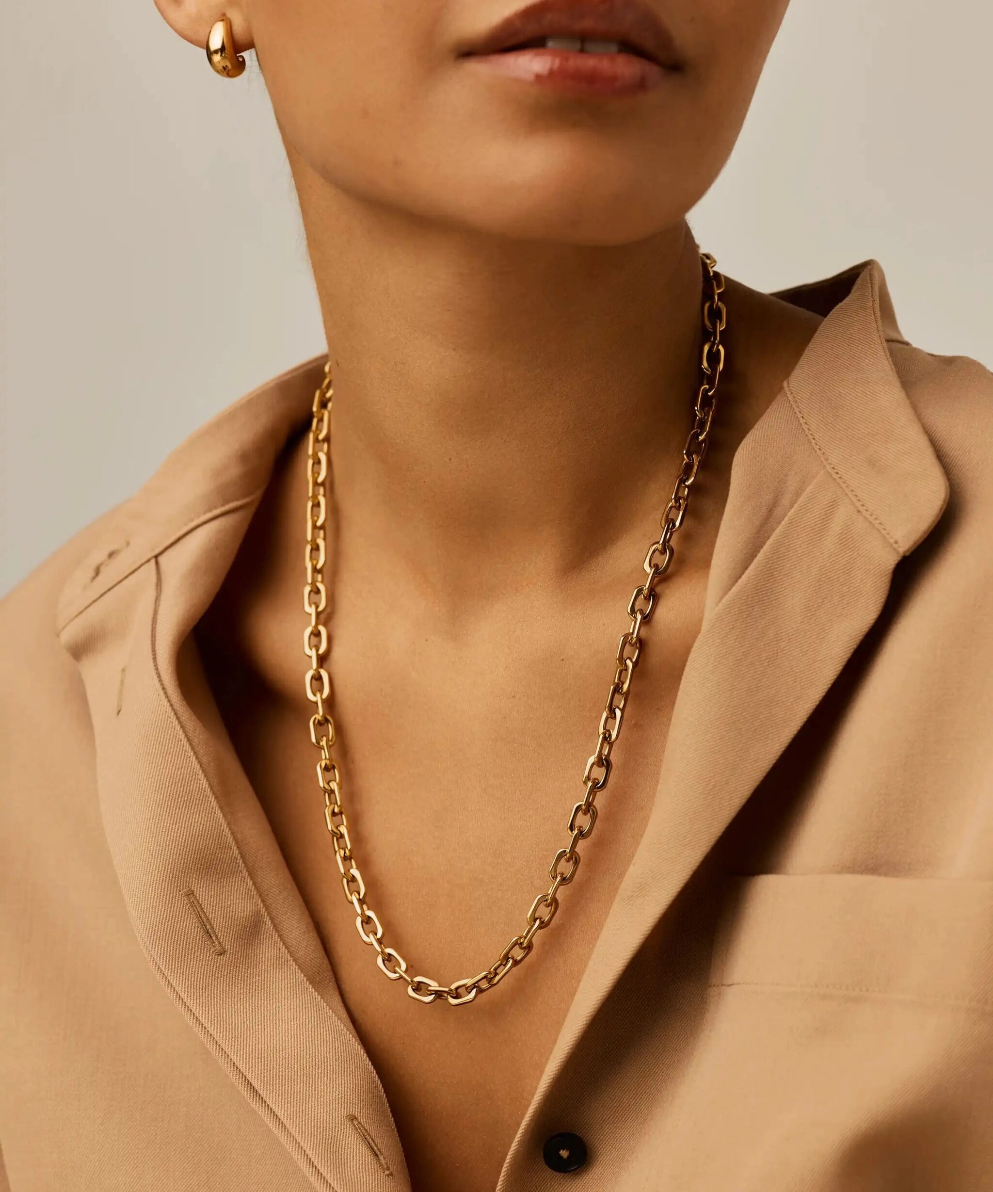 Alternative view of Square Paperclip Chain Necklace | 18ct Gold Plated