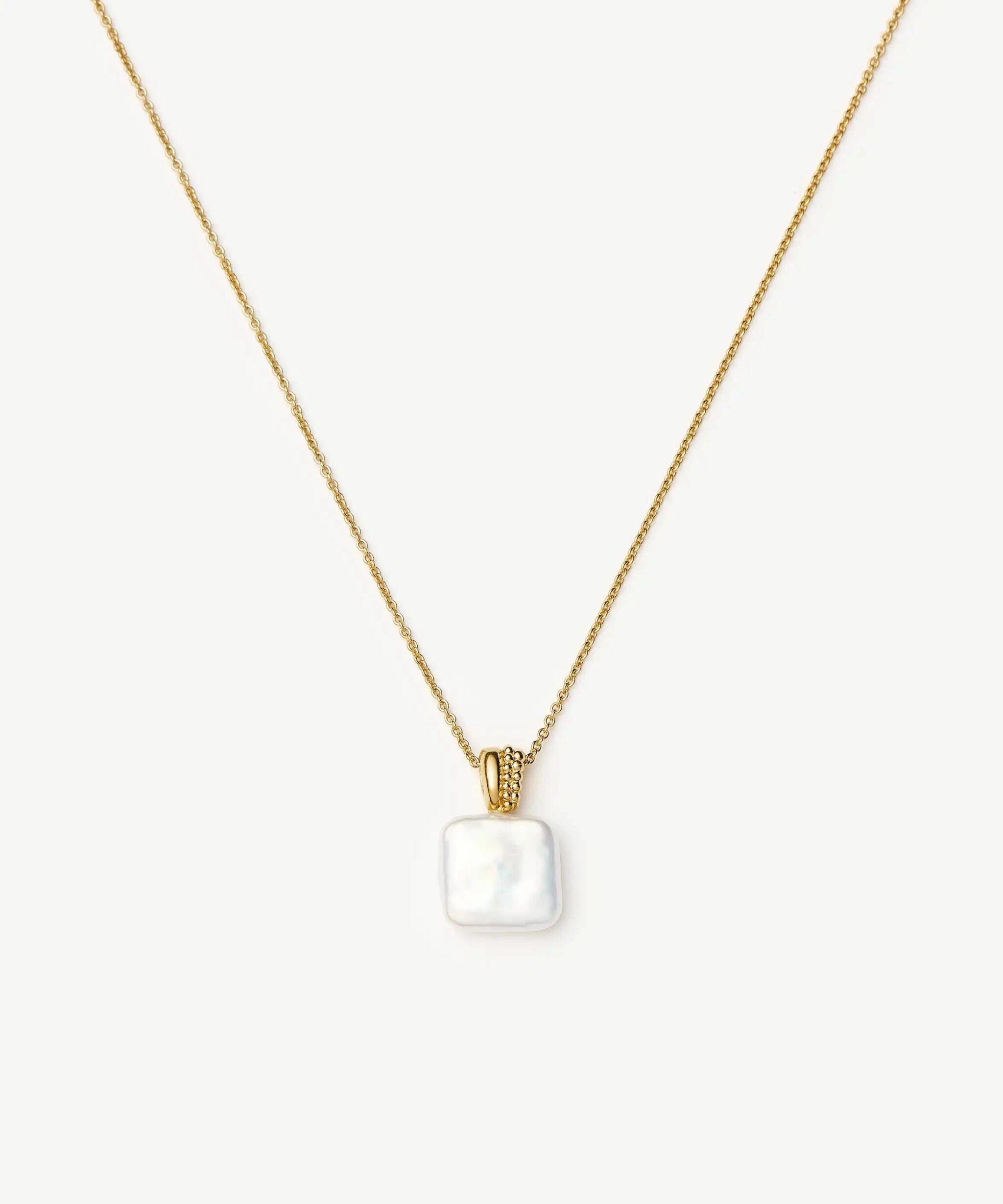 Square Pearl Baya Pendant Necklace | 18ct Gold Vermeil/Pearl