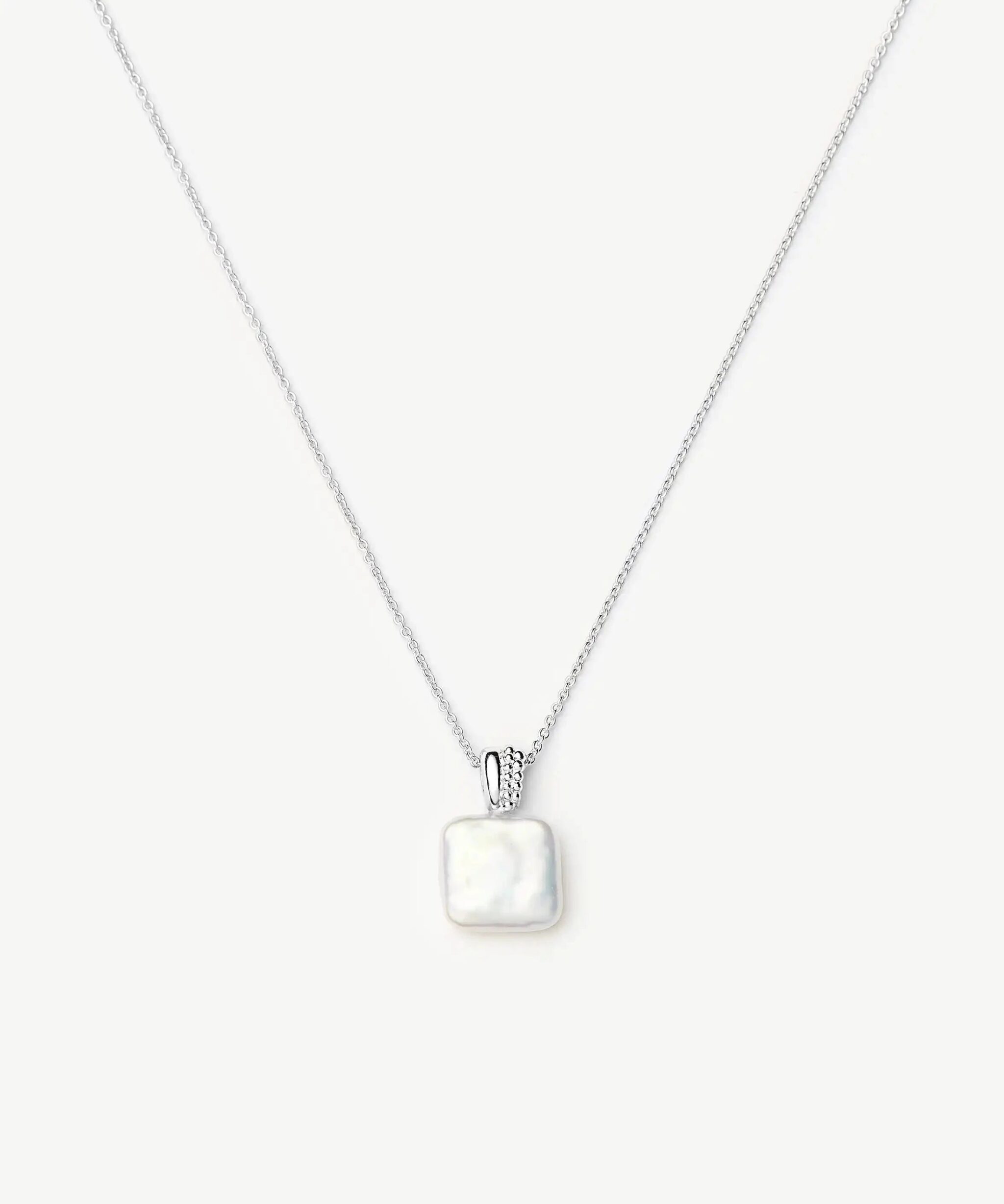 Square Pearl Baya Pendant Necklace | Sterling Silver/Pearl