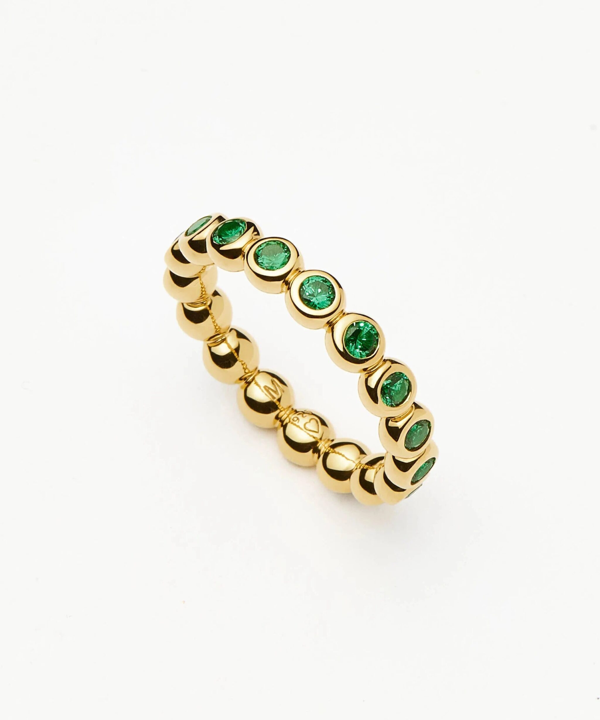 Tennis Eternity Stacking Ring | 18ct Gold Vermeil/Emerald Green Nano-crystal