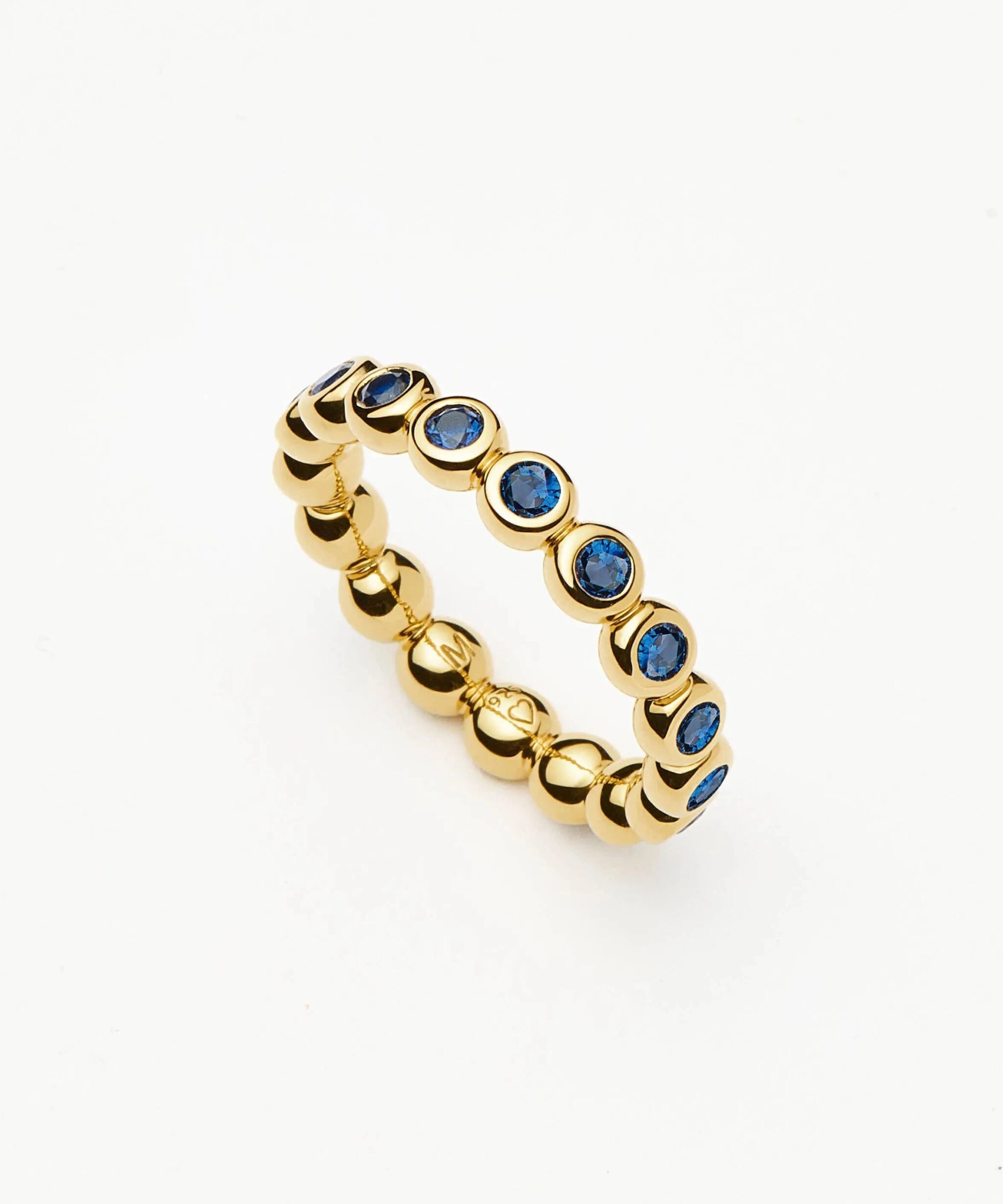 Tennis Eternity Stacking Ring | 18ct Gold Vermeil/Sapphire Blue Nano-crystal