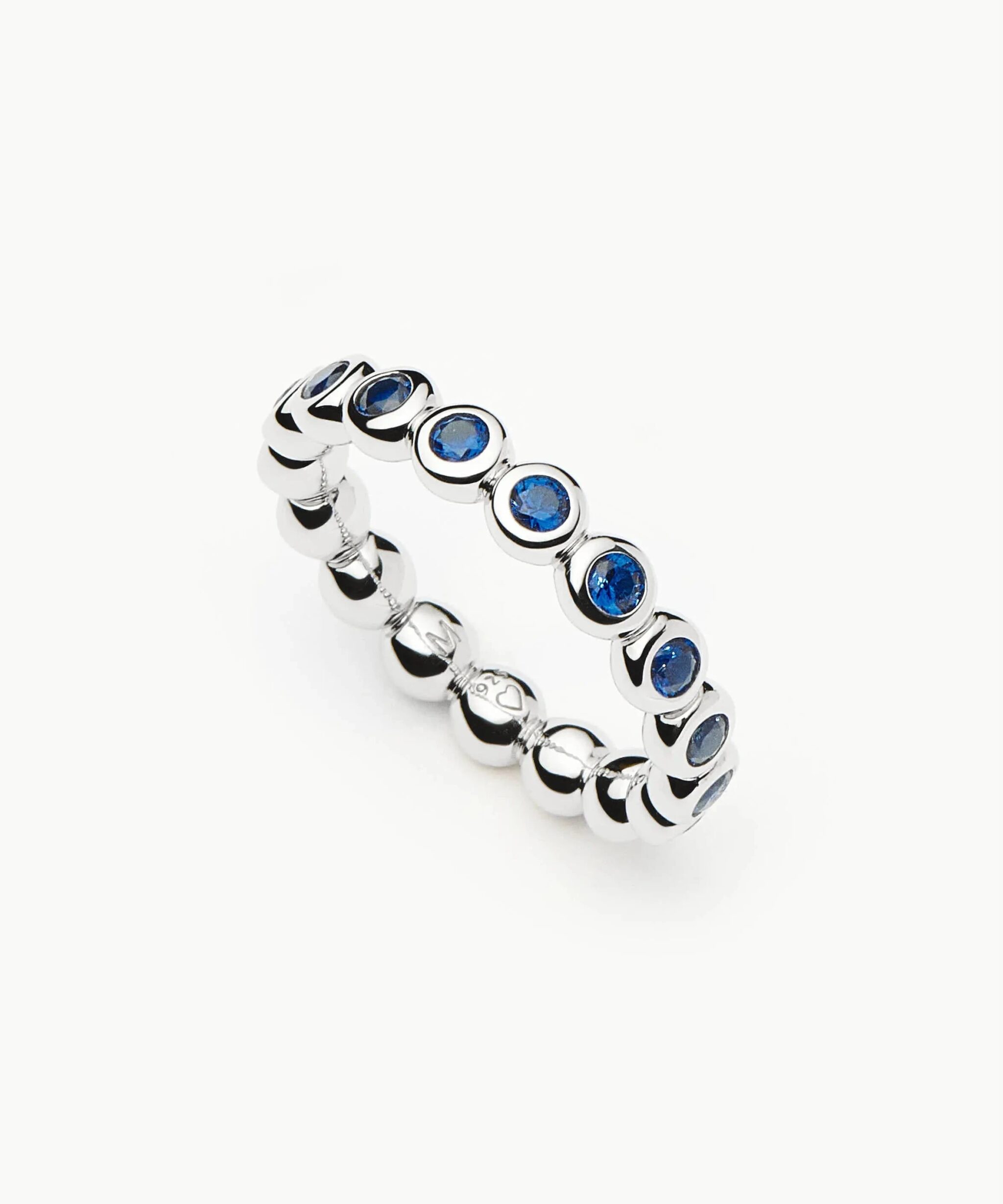 Tennis Eternity Stacking Ring | Sterling Silver/Sapphire Blue Nano-crystal