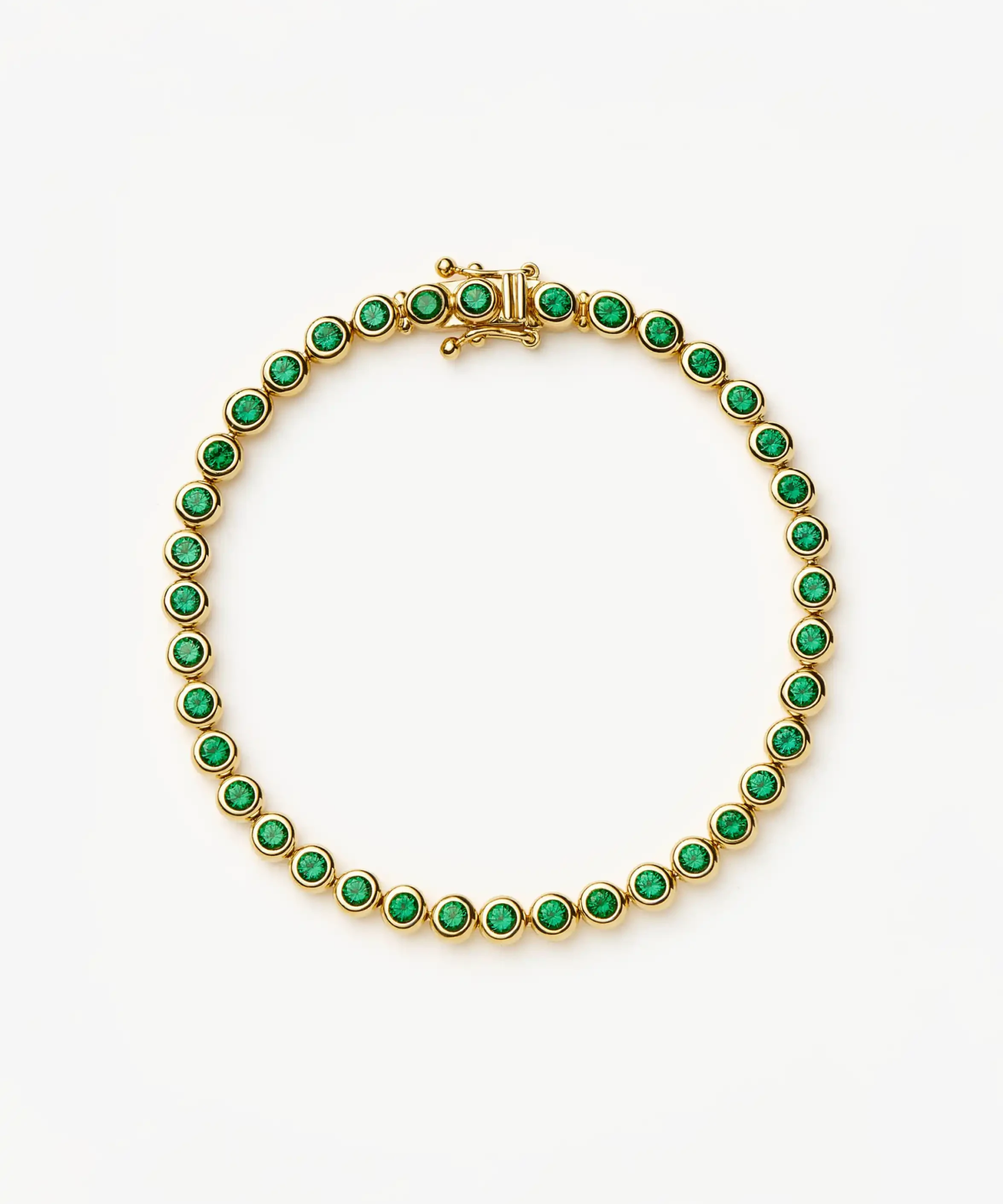 Tennis Round Bracelet | 18ct Gold Vermeil/Emerald Green Nano-crystal