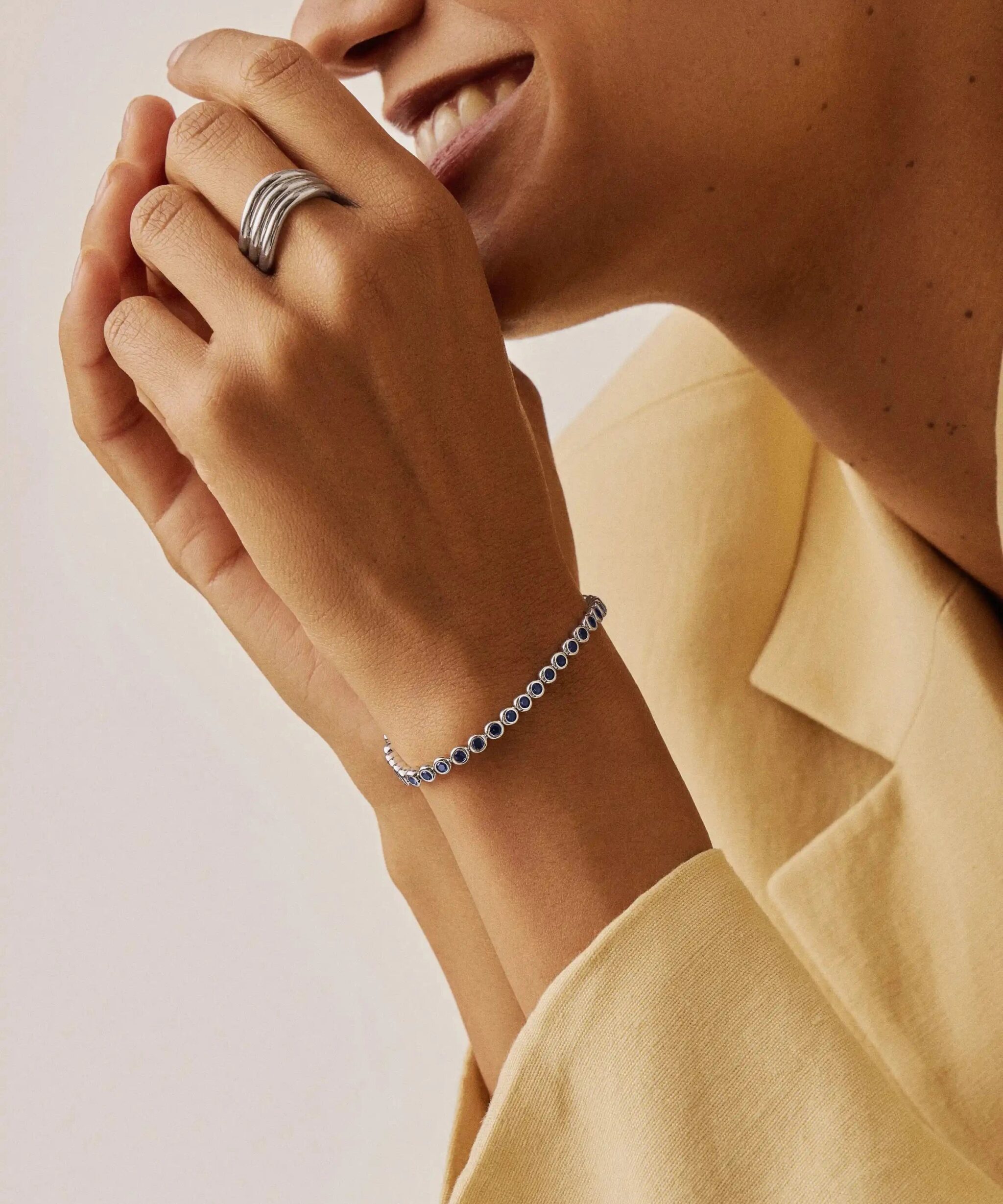 Alternative view of Tennis Round Bracelet | Sterling Silver/Sapphire Blue Nano-crystal