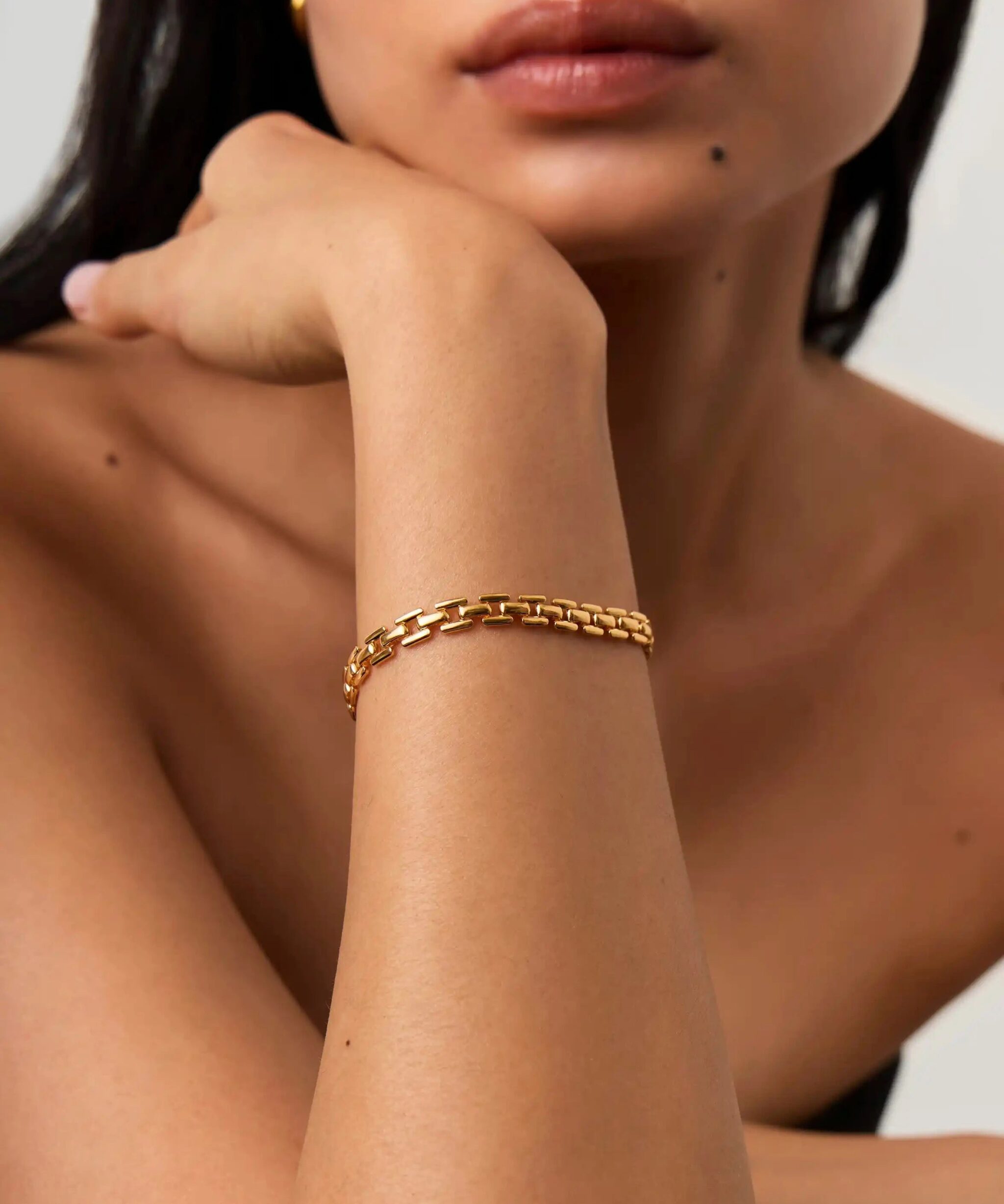 Alternative view of Timepiece Link Chain Bracelet | 18ct Gold Plated