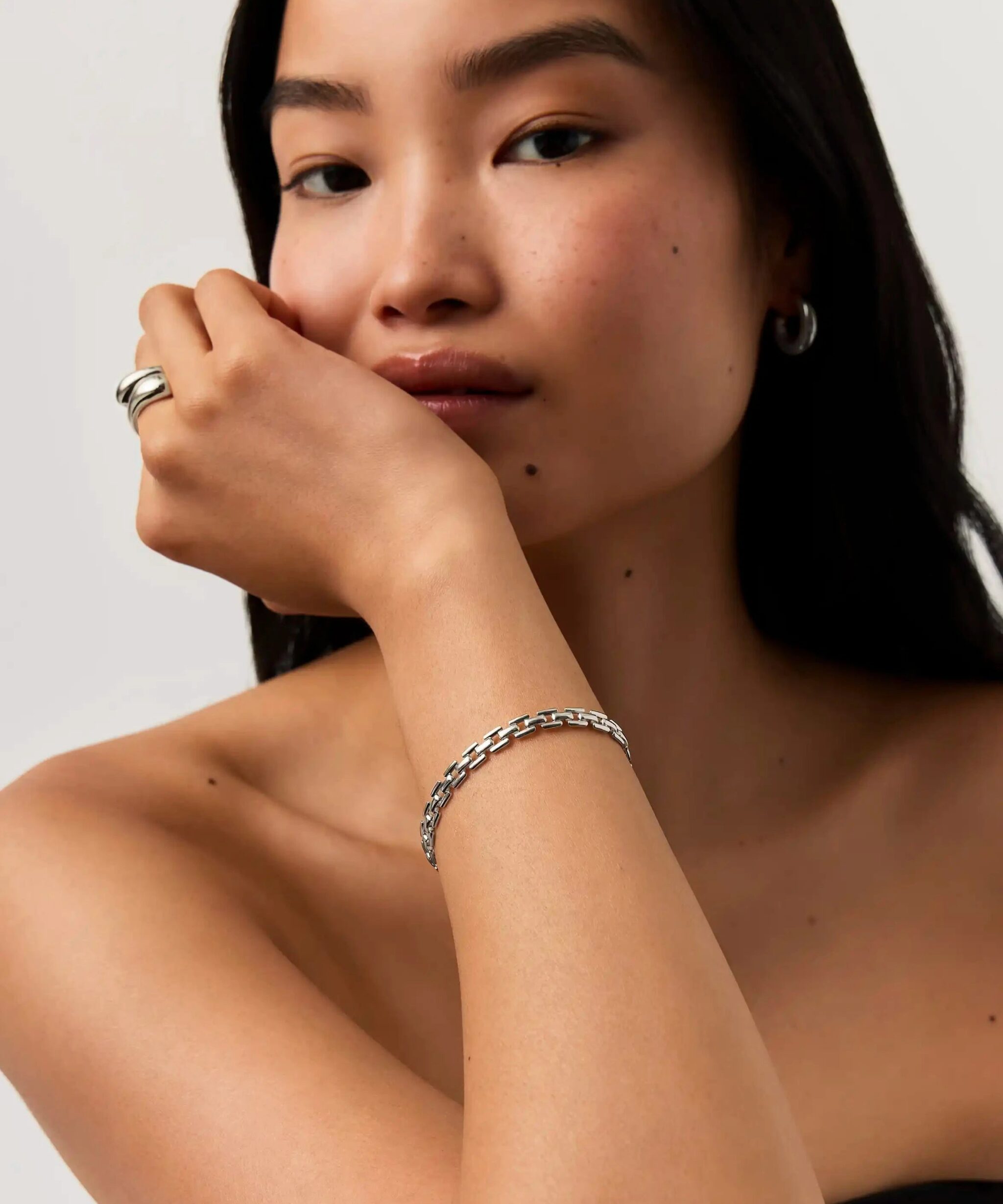 Alternative view of Timepiece Link Chain Bracelet | Platinum Plated